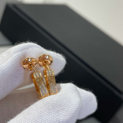 [Marin-Jewelry]LOVE DIAMOND PINK GOLD HOOP EARRINGS