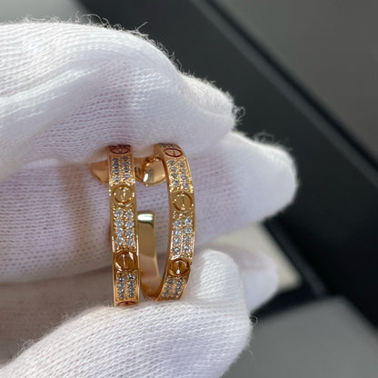 [Marins]LOVE DIAMOND PINK GOLD HOOP EARRINGS