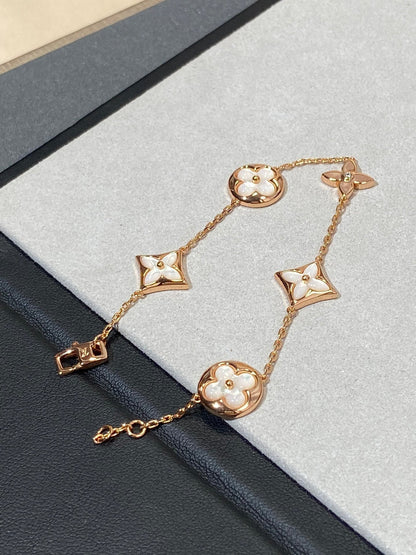 [Marins]STAR AND SUN 5 MOTIF MOP PINK GOLD BRACELET