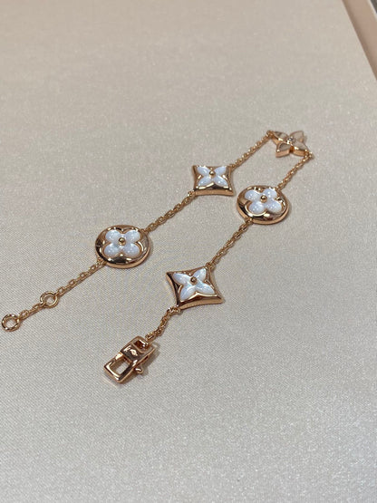 [Marins]STAR AND SUN 5 MOTIF MOP PINK GOLD BRACELET