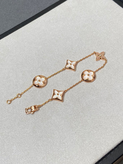 [Marins]STAR AND SUN 5 MOTIF MOP PINK GOLD BRACELET