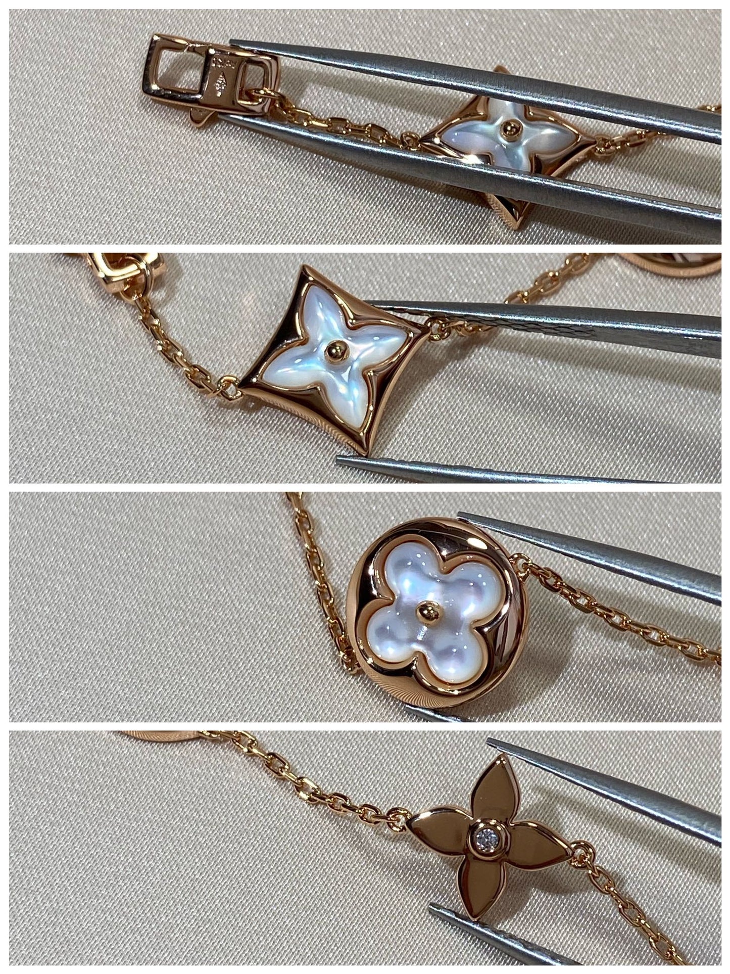 [Marins]STAR AND SUN 5 MOTIF MOP PINK GOLD BRACELET