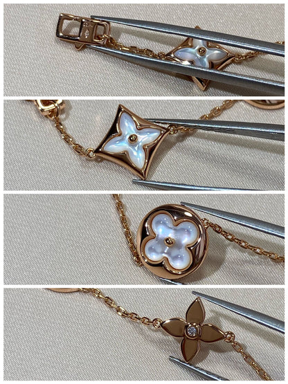[Marins]STAR AND SUN 5 MOTIF MOP PINK GOLD BRACELET