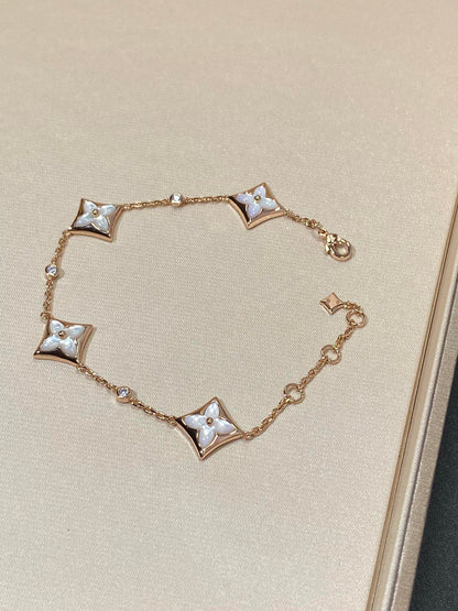 [Marins]STAR 4 MOTIF MOP DIAMOND PINK GOLD BRACELET