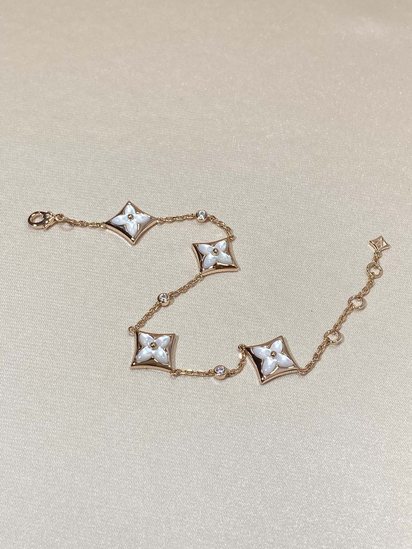 [Marins]STAR 4 MOTIF MOP DIAMOND PINK GOLD BRACELET