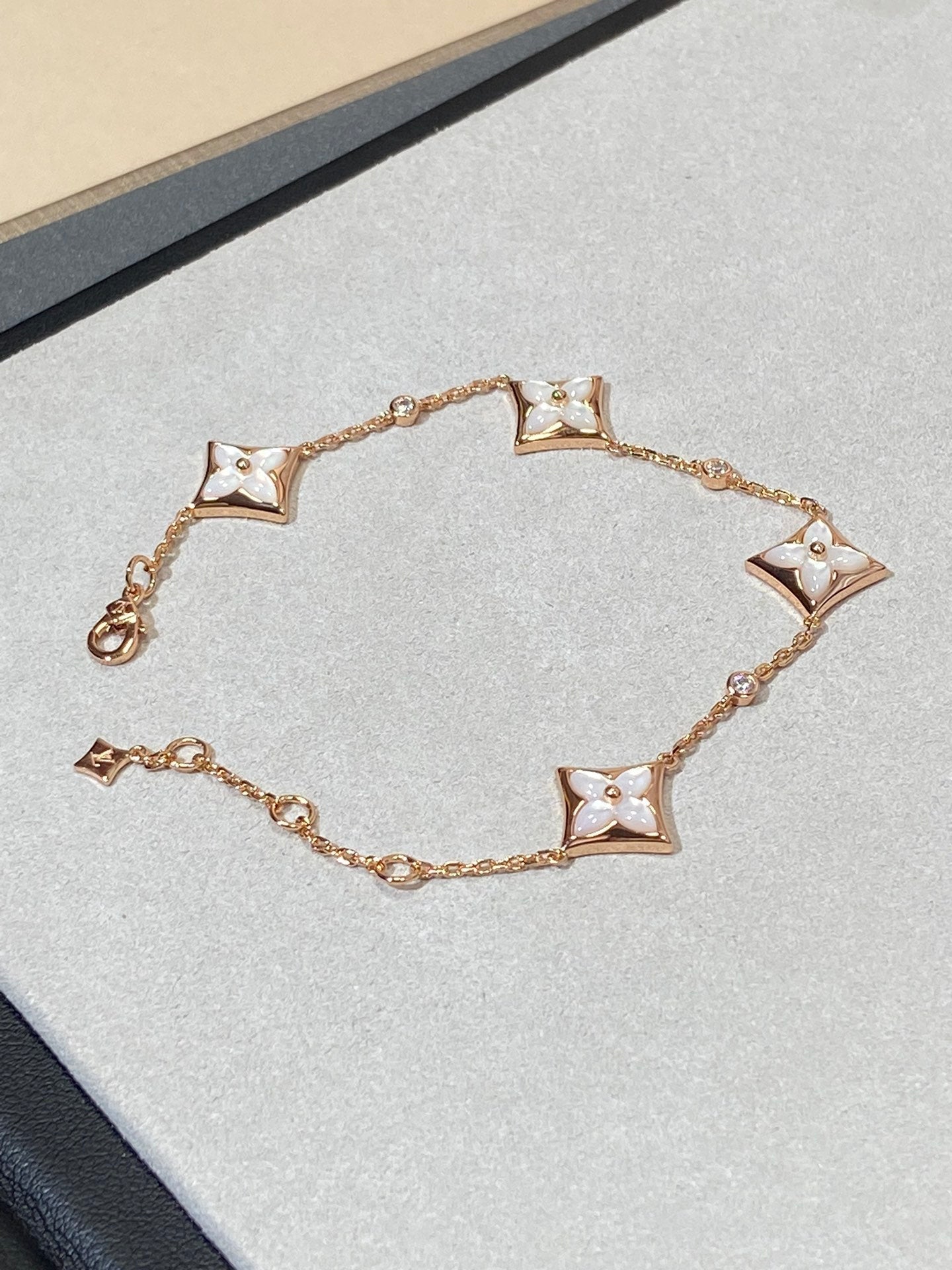 [Marin-Jewelry]STAR 4 MOTIF MOP DIAMOND PINK GOLD BRACELET