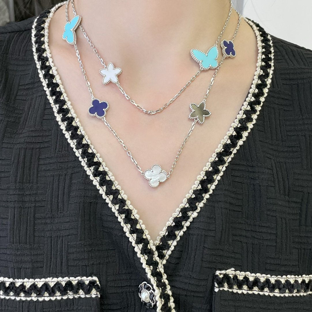 [Marins]LUCKY CLOVER SILVER 11 MOTIF NECKLACE