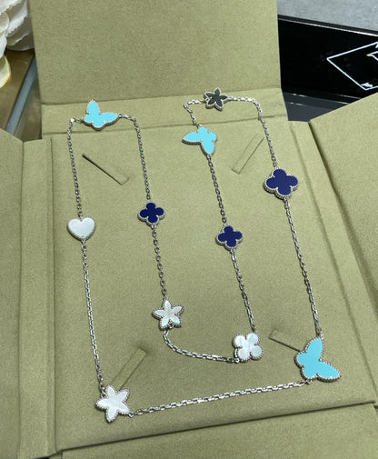 [Marins]LUCKY CLOVER SILVER 11 MOTIF NECKLACE