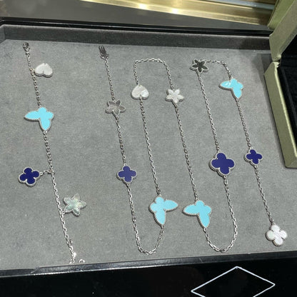 [Marins]LUCKY CLOVER SILVER 11 MOTIF NECKLACE