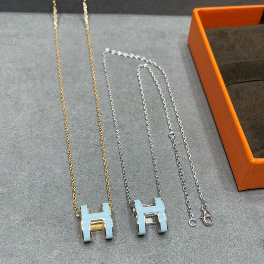 [Marins]POP H スカイブルー ネックレス
