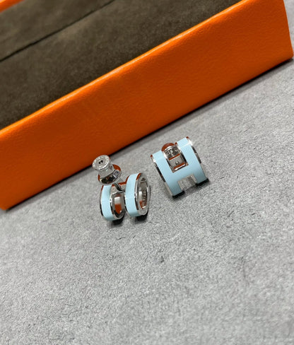 [Marins]POP H SKY BLUE STUD EARRINGS