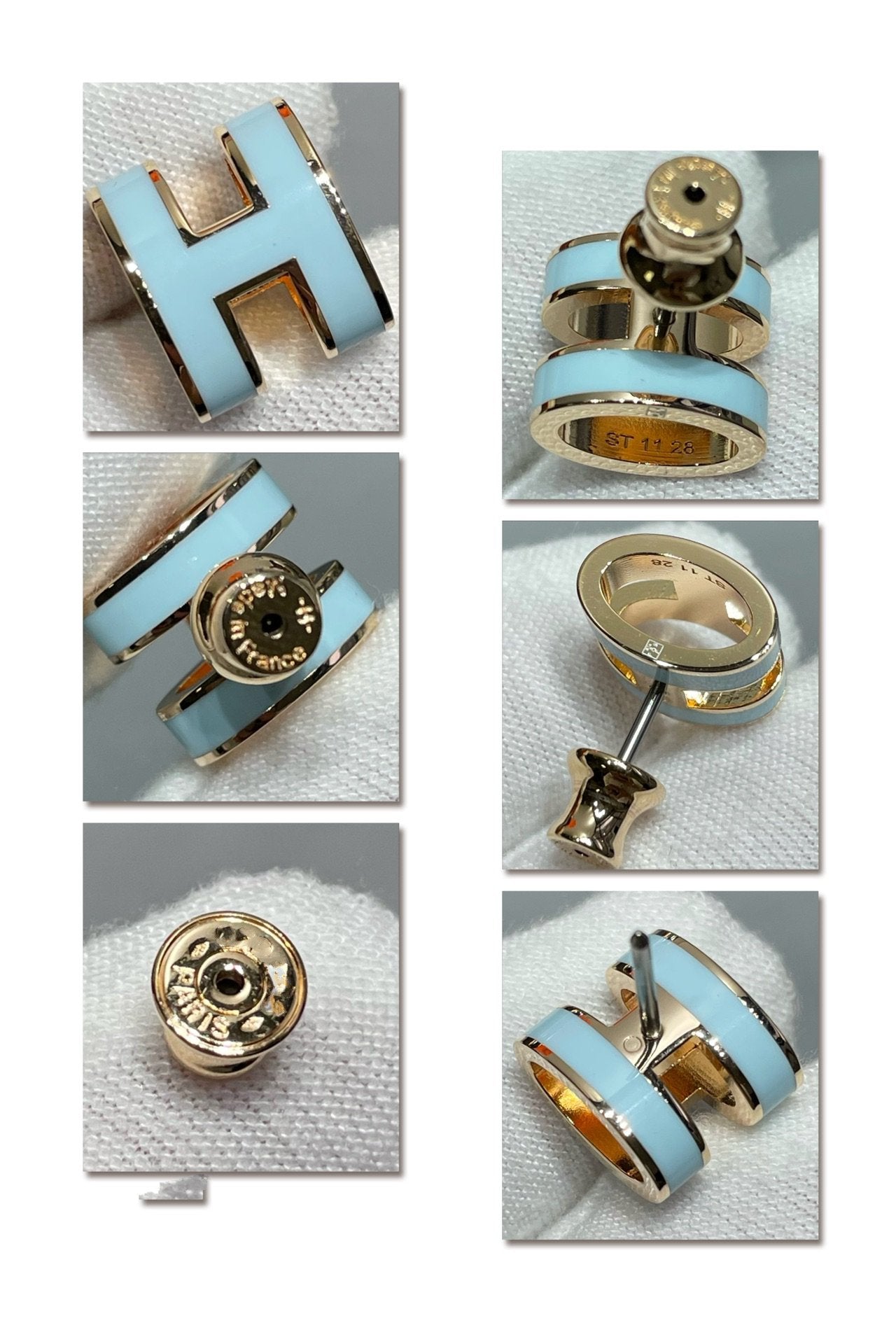 [Marins]POP H SKY BLUE STUD EARRINGS