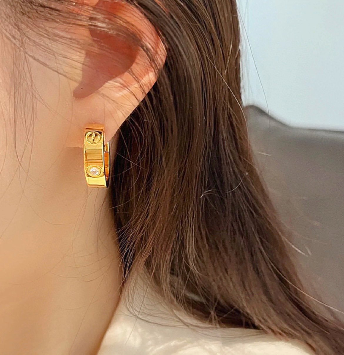 [Marins]LOVE 5.5MM 1 DIAMOND EARRINGS