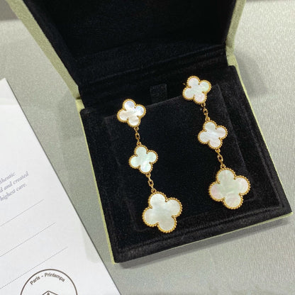 [Marins]CLOVER MOP 3 MOTIFS GOLD EARRINGS