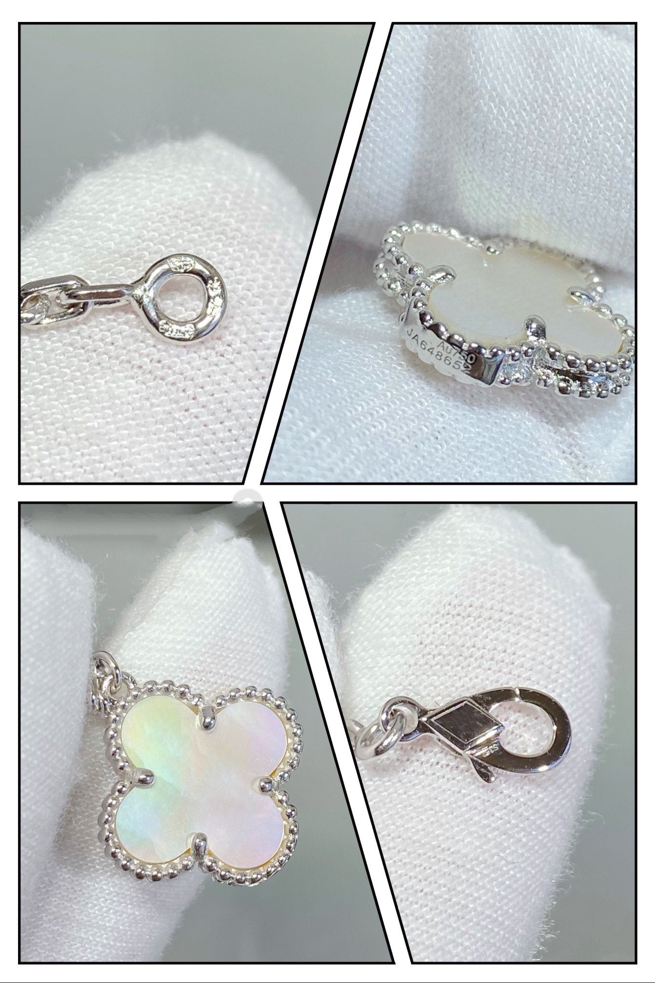 [Marins]CLOVER 5 MOTIF WHITE MOP SILVER BRACELET