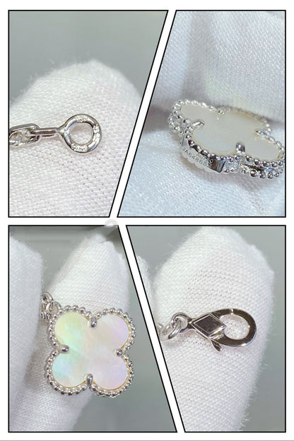 [Marins]CLOVER 5 MOTIF WHITE MOP SILVER BRACELET