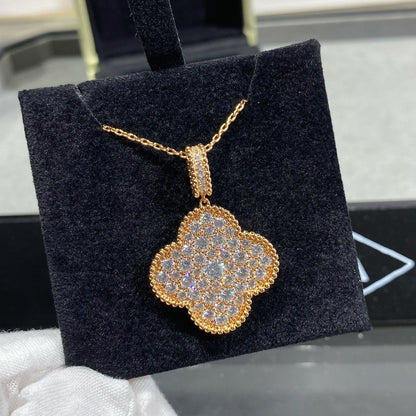 [Marins]CLOVER 25MM LARGE PEDANT DIAMOND PAVED LONG NECKLACE