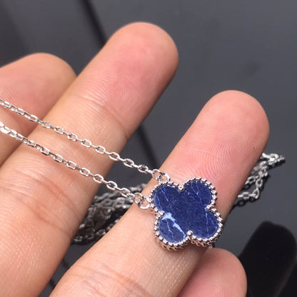 [Marins]CLOVER PIETERSITE SILVER LONG NECKLACE