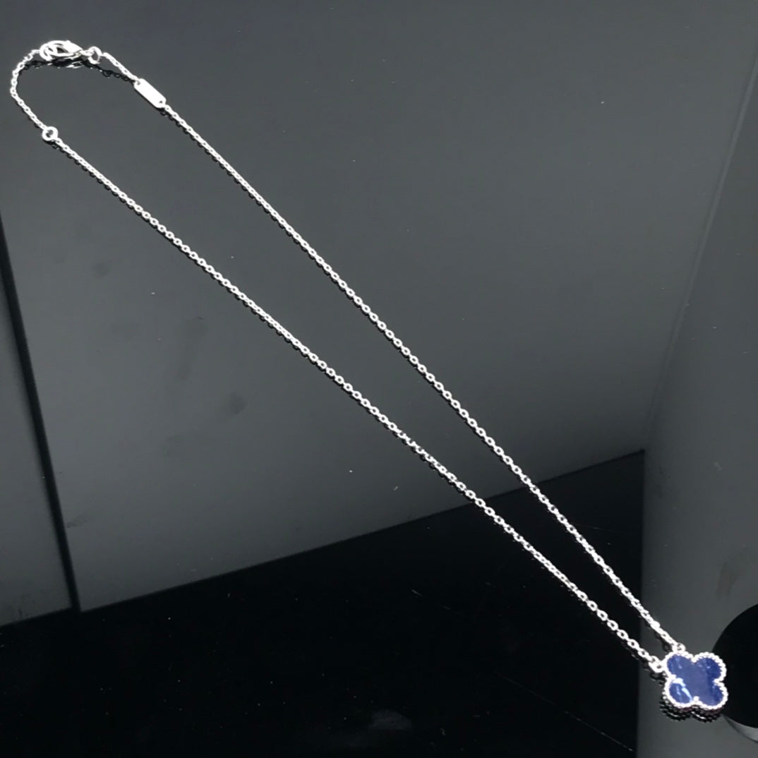 [Marins]CLOVER PIETERSITE SILVER LONG NECKLACE