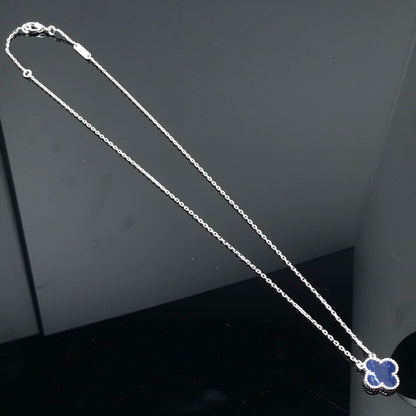 [Marins]CLOVER PIETERSITE SILVER LONG NECKLACE