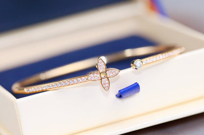 [Marins]IDYLLE PINK GOLD OPEN BRACELET DIAMOND PAVED