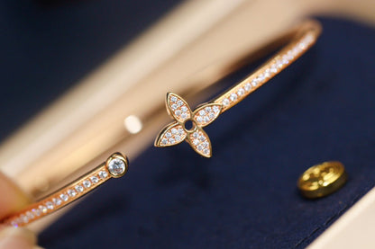 [Marins]IDYLLE PINK GOLD OPEN BRACELET DIAMOND PAVED
