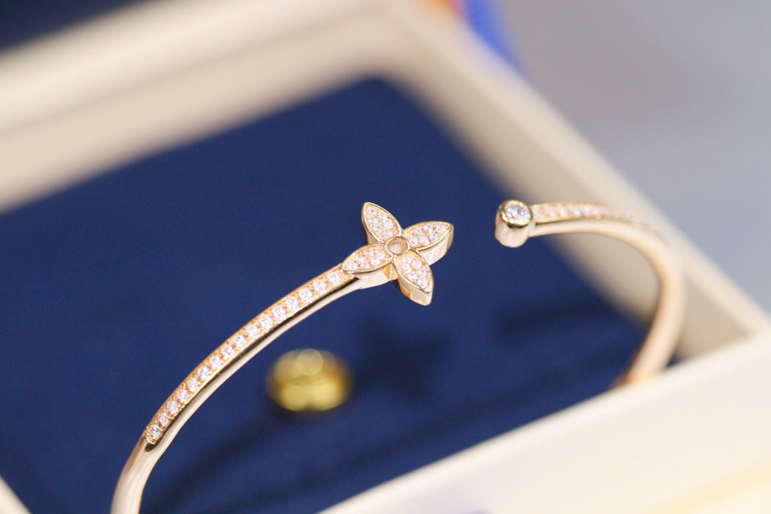 [Marins]IDYLLE PINK GOLD OPEN BRACELET DIAMOND PAVED