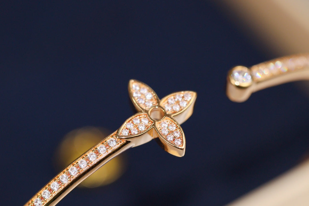 [Marins]IDYLLE PINK GOLD OPEN BRACELET DIAMOND PAVED