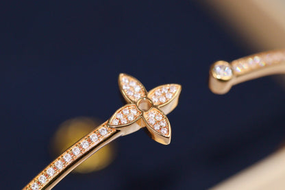 [Marins]IDYLLE PINK GOLD OPEN BRACELET DIAMOND PAVED