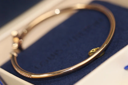 [Marins]IDYLLE PINK GOLD OPEN BRACELET DIAMOND PAVED