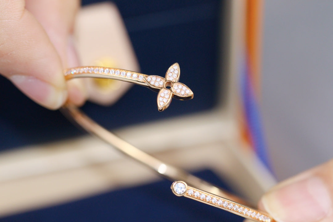 [Marins]IDYLLE PINK GOLD OPEN BRACELET DIAMOND PAVED