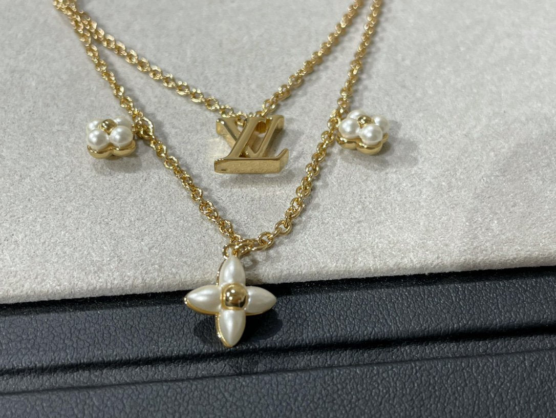 [Marins]FLOWERGRAM GOLD MOP DOUBLE ROW NECKLACE
