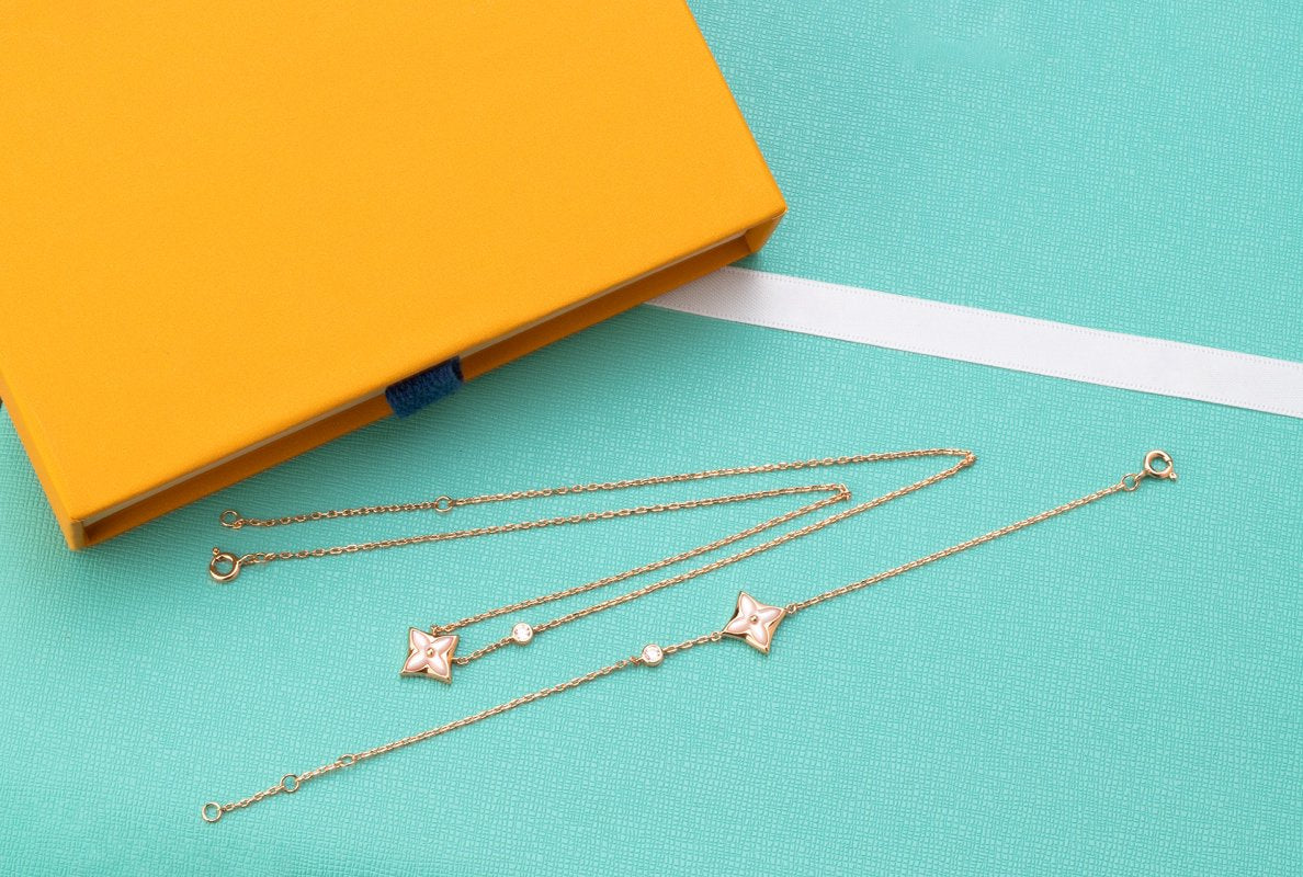 [Marins]STAR PINK MOP 1 DIAMOND PINK GOLD NECKLACE