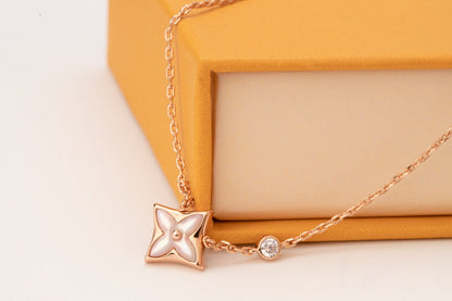 [Marins]STAR PINK MOP 1 DIAMOND PINK GOLD NECKLACE