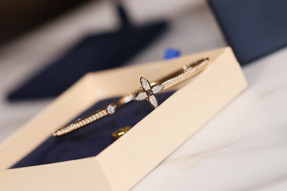 [Marins]IDYLLE GOLD OPEN BRACELET DIAMOND PAVED