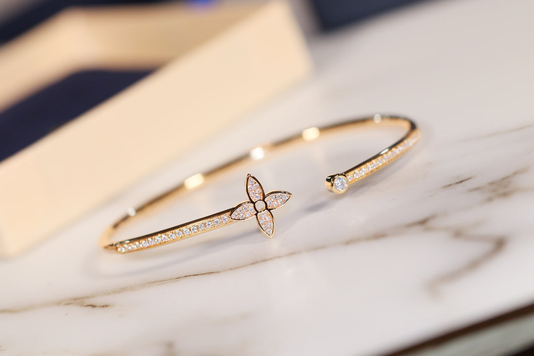 [Marins]IDYLLE GOLD OPEN BRACELET DIAMOND PAVED
