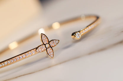 [Marins]IDYLLE GOLD OPEN BRACELET DIAMOND PAVED