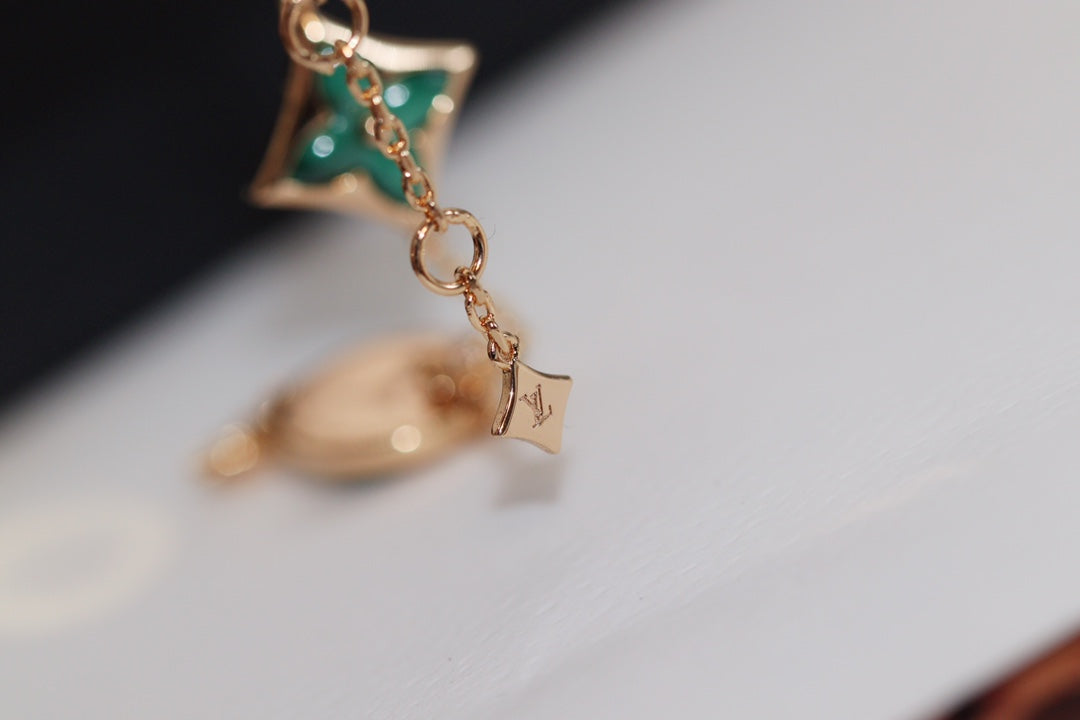 [Marins]STAR AND SUN 4 MOTIF PINK GOLD MALACHITE BRACELET