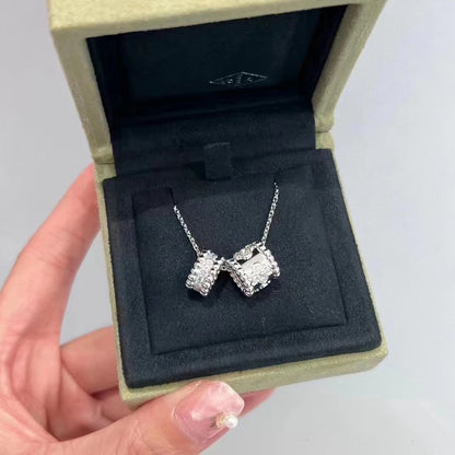 [Marins]PERLEE DOUBLE PENDANT SILVER DIAMOND NECKLACE
