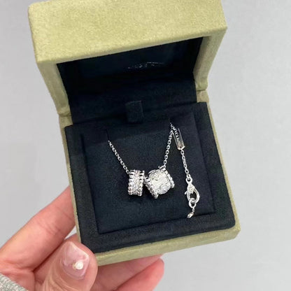 [Marins]PERLEE DOUBLE PENDANT SILVER DIAMOND NECKLACE