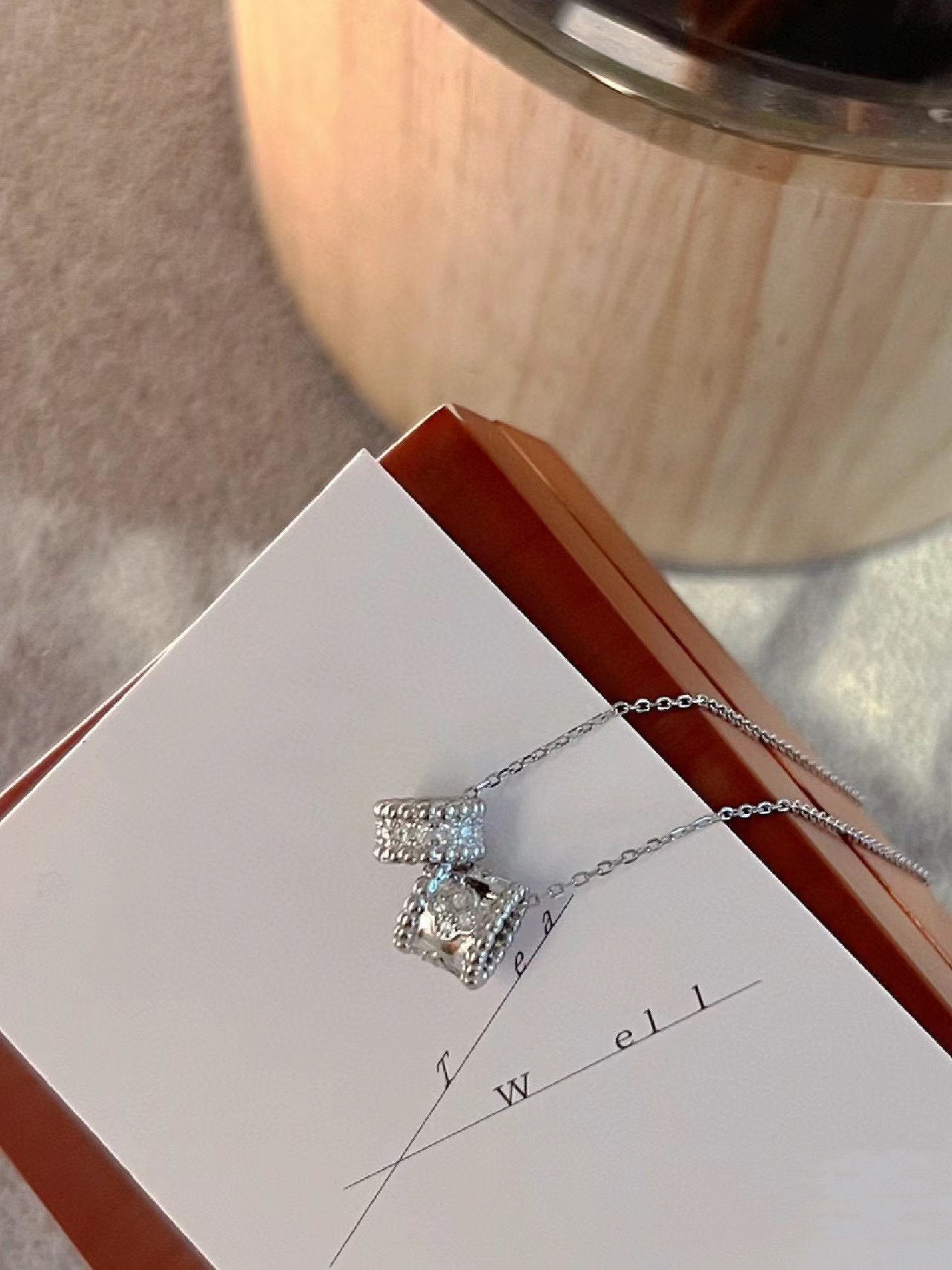 [Marins]PERLEE DOUBLE PENDANT SILVER DIAMOND NECKLACE