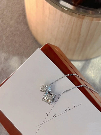 [Marins]PERLEE DOUBLE PENDANT SILVER DIAMOND NECKLACE