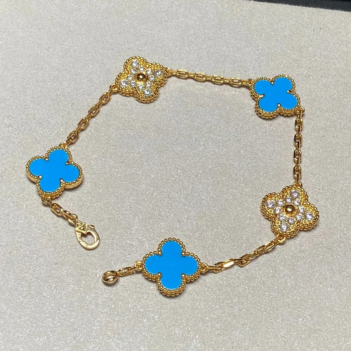 [Marins] CLOVER 5 MOTIF BLUE AGATE BRACELET COLLECTION