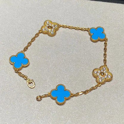 [Marins] CLOVER 5 MOTIF BLUE AGATE BRACELET COLLECTION