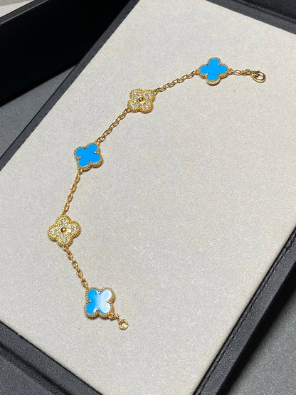 [Marins] CLOVER 5 MOTIF BLUE AGATE BRACELET COLLECTION
