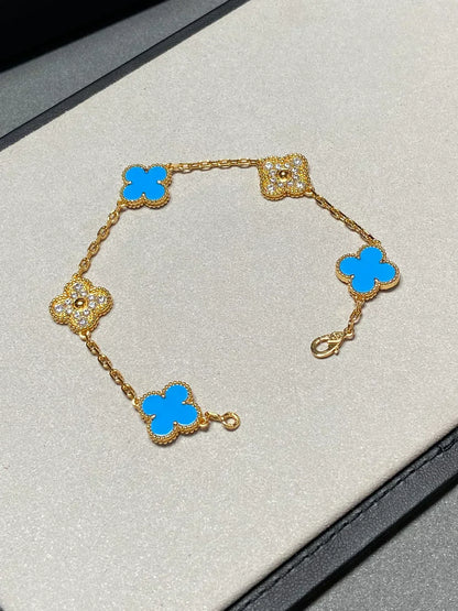 [Marins] CLOVER 5 MOTIF BLUE AGATE BRACELET COLLECTION