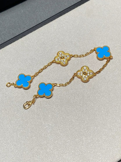 [Marins] CLOVER 5 MOTIF BLUE AGATE BRACELET COLLECTION