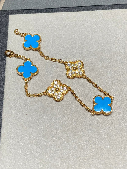 [Marins] CLOVER 5 MOTIF BLUE AGATE BRACELET COLLECTION