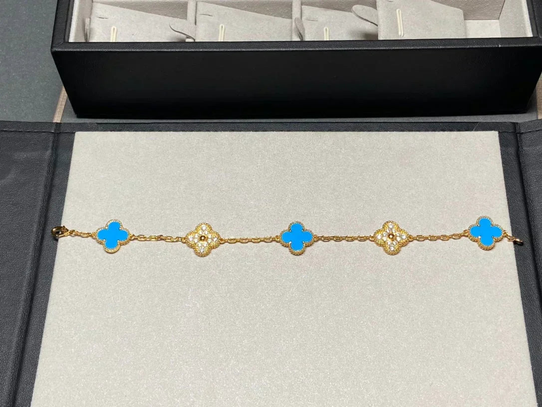 [Marins] CLOVER 5 MOTIF BLUE AGATE BRACELET COLLECTION