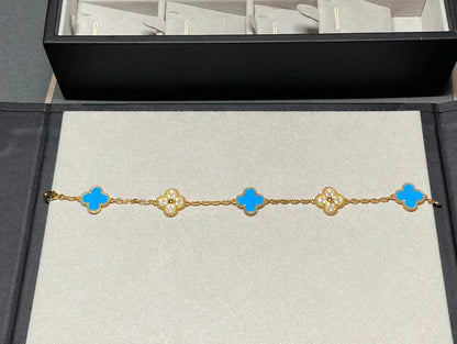 [Marins] CLOVER 5 MOTIF BLUE AGATE BRACELET COLLECTION